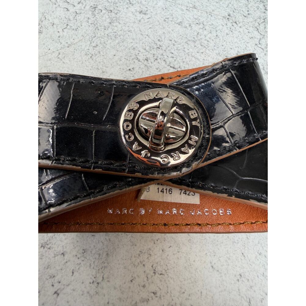 Marc Jacobs Black Cross Wrap Bracelet Silvertone Hardware - Picture 4 of 7